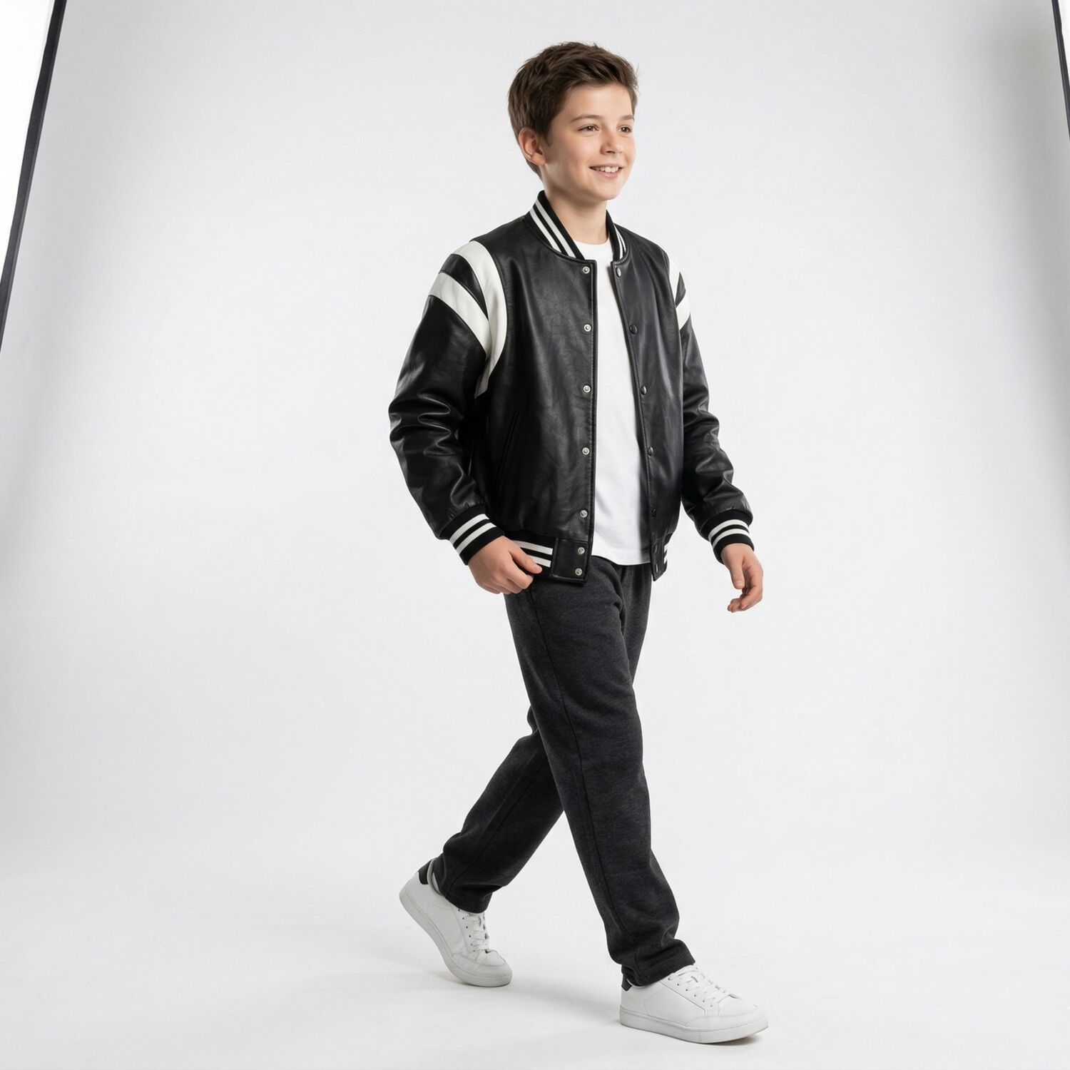 Chaqueta Universitaria Ecocuero Para Ni&ntilde;os image number 1.0