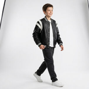 Chaqueta Universitaria Ecocuero Para Ni&ntilde;os