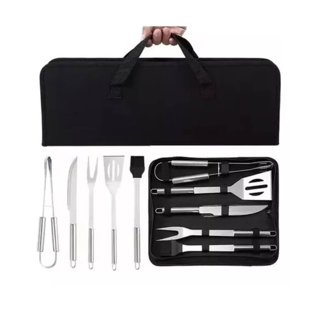 Set 5 Utensilios Profesional Acero Inox Para Asado + Estuche image number 0.0