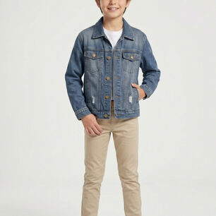 Chaqueta Mezclilla Ni&ntilde;o Juvenil Denim Destroyed Oversize