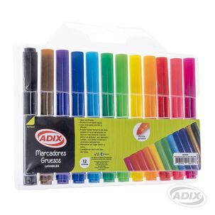 Pack X 20 Marcadores Punta Gruesa De 12 Colores Surtidos Manualidades Y Trabajos Escolares