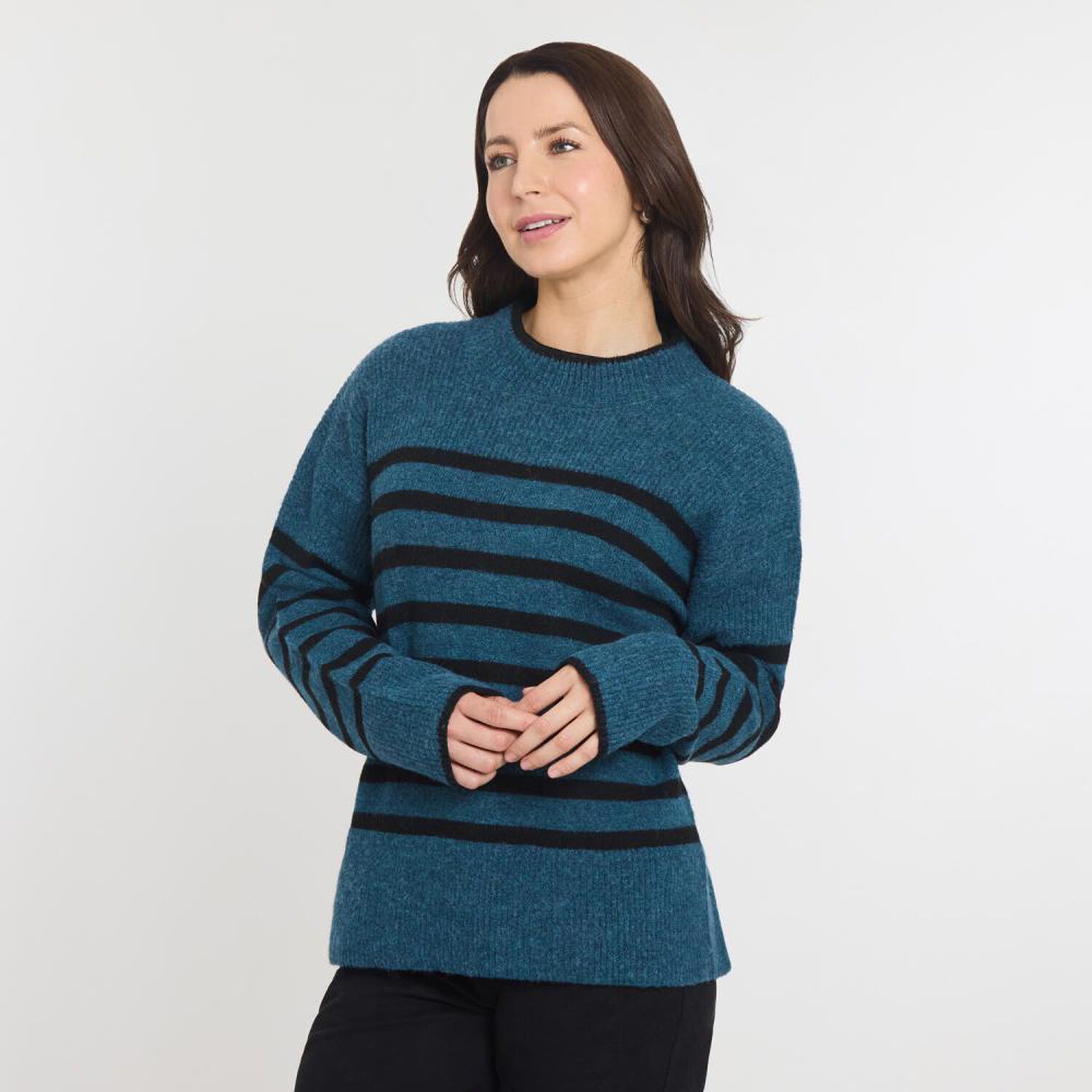 Sweater Listado Regular Manga Larga Cuello Alto Mujer Geeps image number 2.0