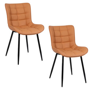 Pack 2 Sillas De Comedor Pu Camel Patas Met&aacute;licas