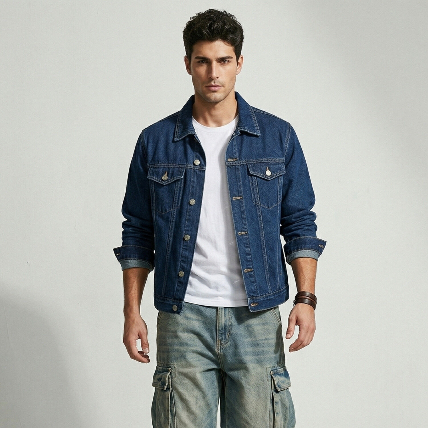 Chaqueta Denim Mezclilla Azul Clasico Hombre image number 0.0