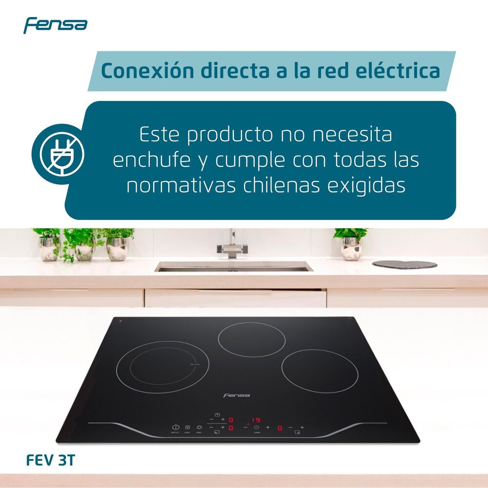 Encimera Eléctrica 3 Platos Fensa Vitrocerámica Fev 3t Negra image number 6.0