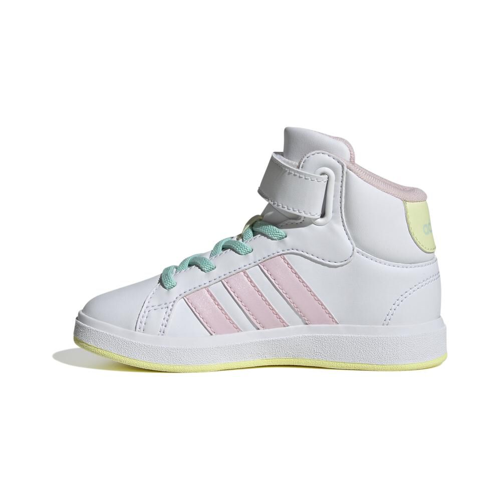 Zapatilla Infantil Niña Adidas Grand Court Mid Blanco/rosado image number 3.0