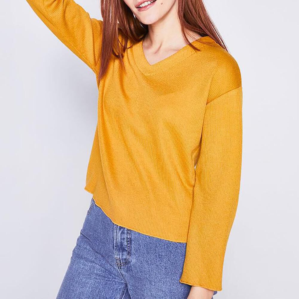 Sweater Liso Cuello V Mujer Freedom image number 0.0