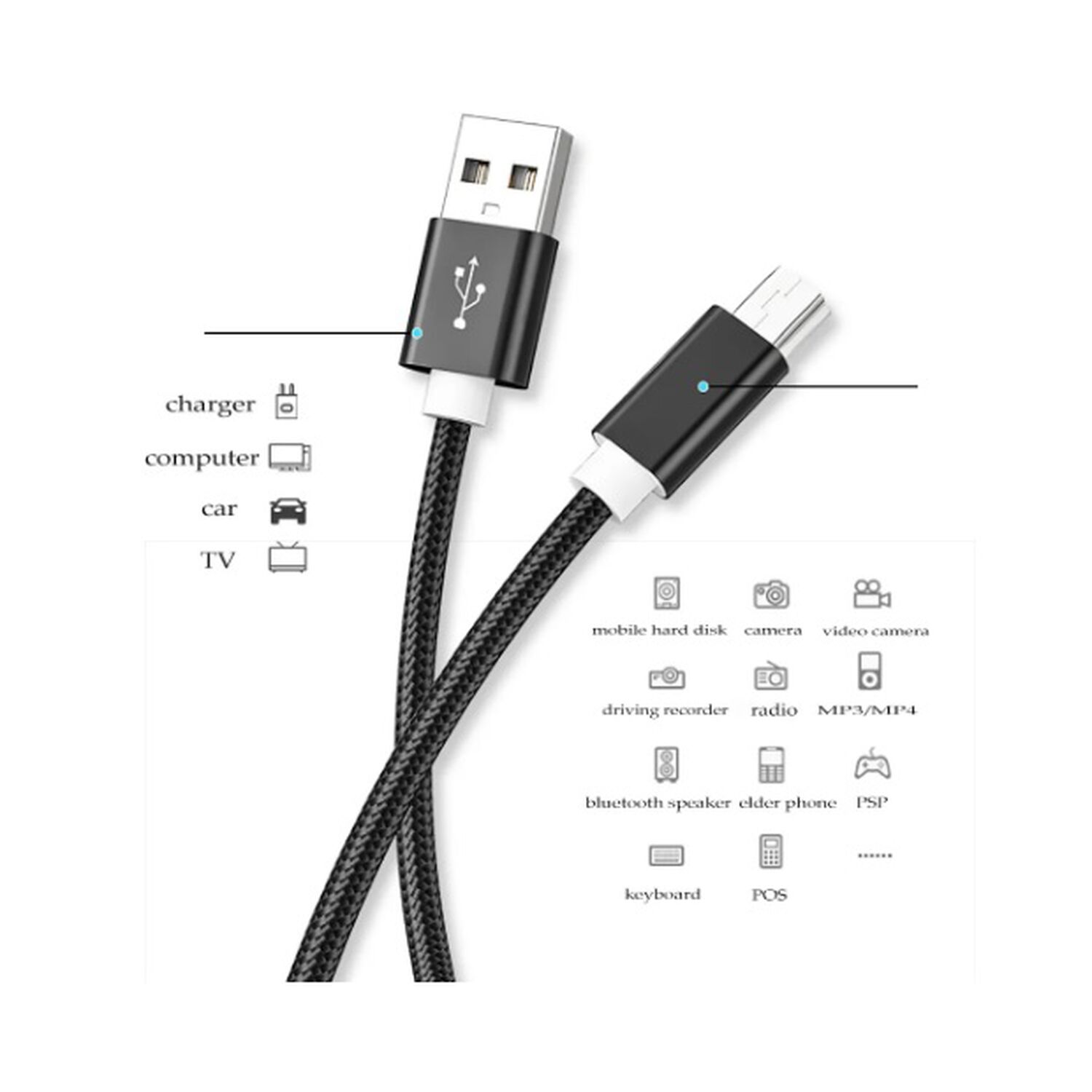 Cable De Carga Y Datos Usb Normal A Usb Mini V3 Transferencia R&aacute;pida Usb 3.0 A Usb Mini image number 1.0
