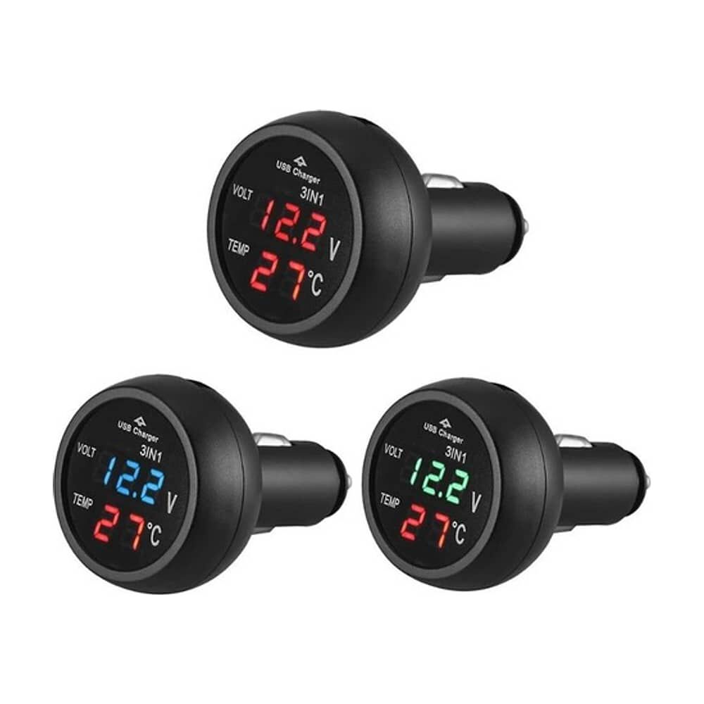 Cargador De Celular Auto Termometro Volt&iacute;metro Carga Rapida 2.1amp Led Al Encendedor Del Carro image number 1.0
