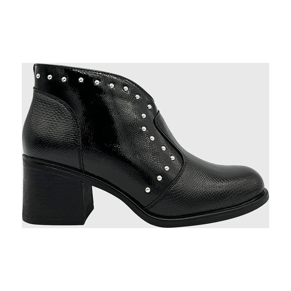 Botin Para Mujer Con Taco Medio Charol Negro image number 0.0