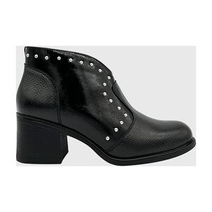Botin Para Mujer Con Taco Medio Charol Negro