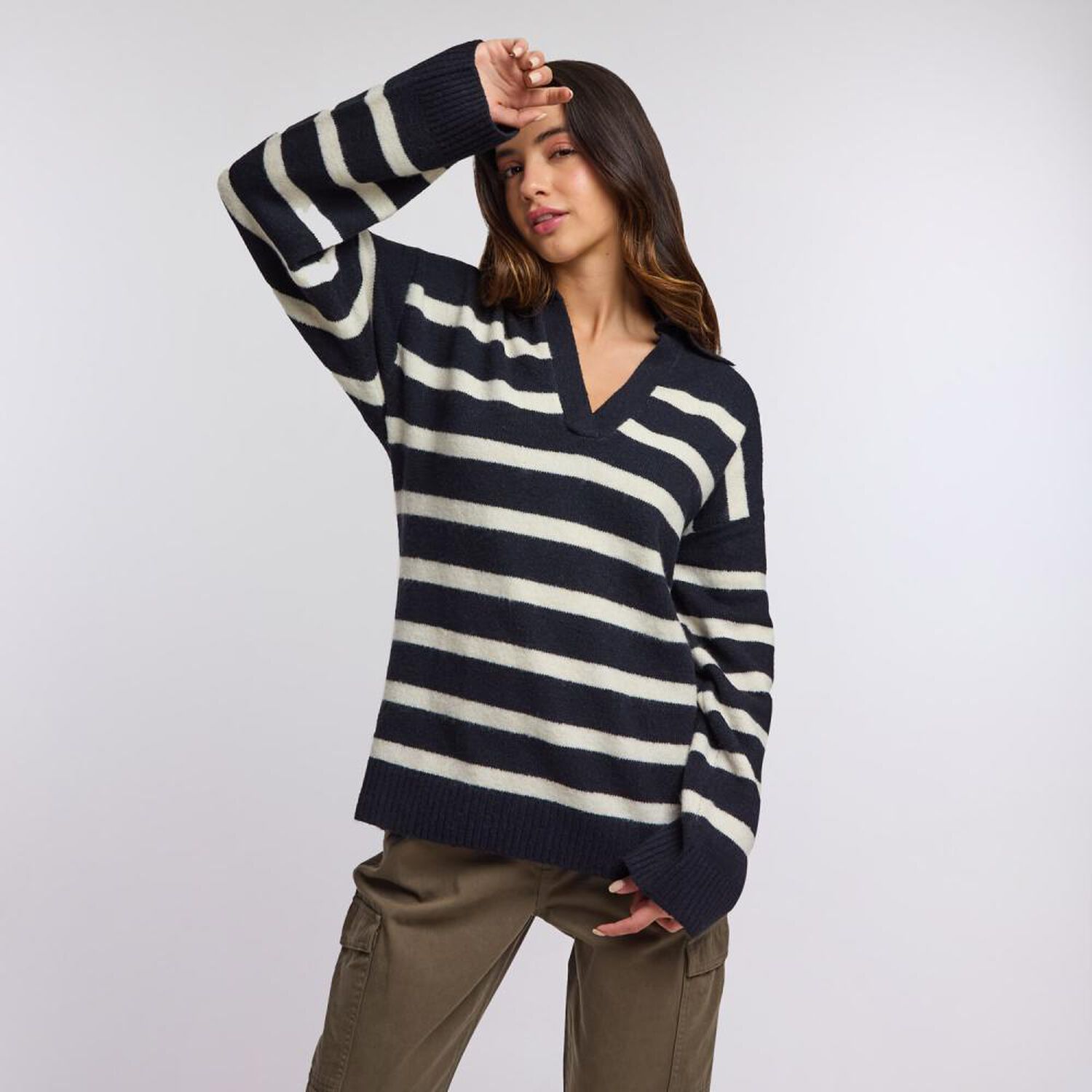 Sweater Rayas Manga Larga Cuello Camisero Mujer Freedom image number 0.0