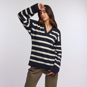 FREEDOM SWEATER RAYAS MANGA LARGA CUELLO CAMISERO MUJER FREEDOM