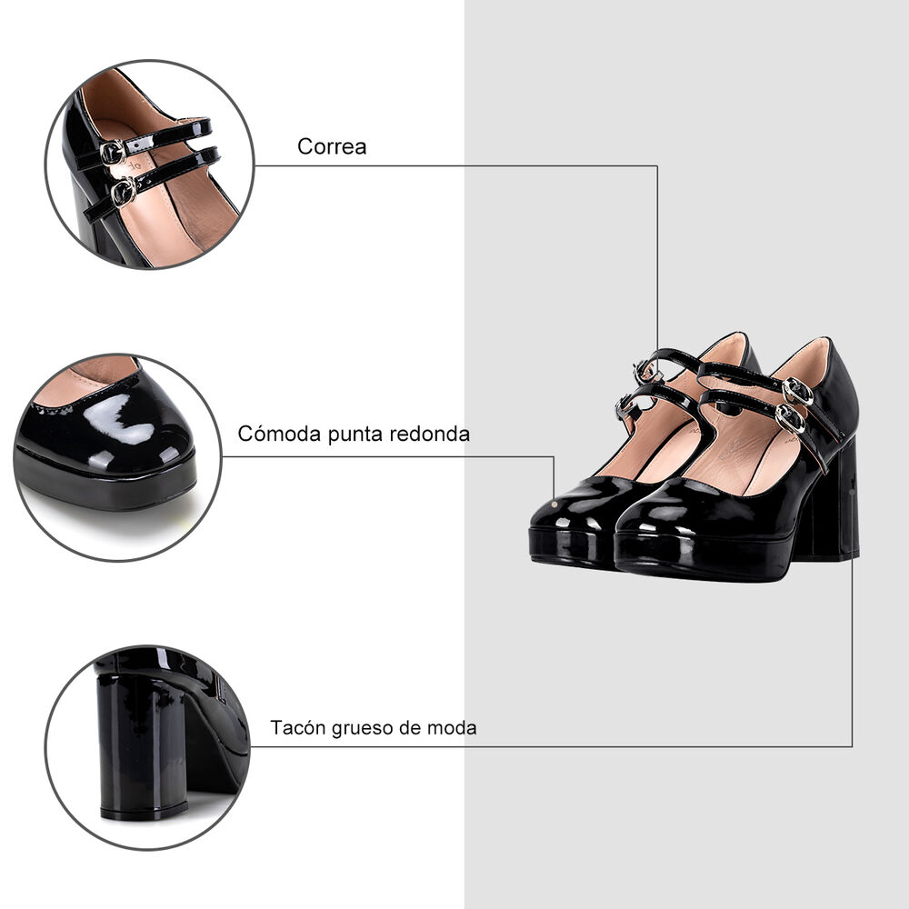 Zapato Taco Negro Casual You201 Weide image number 4.0