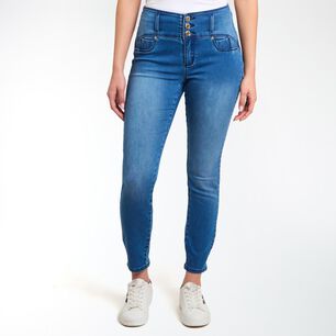 Jeans Tiro Medio Sculpture Push Up Mujer Kimera