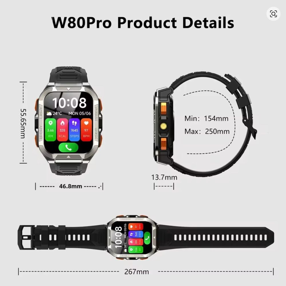 Blackview W80 Pro: Smartwatch Rugerizado, Batería 15 Días image number 9.0