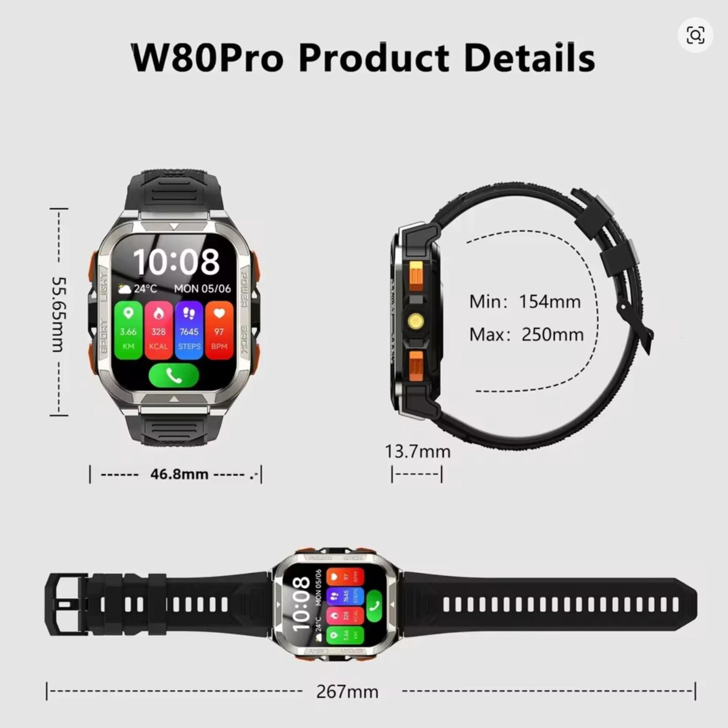 Blackview W80 Pro: Smartwatch Rugerizado, Bater&iacute;a 15 D&iacute;as image number 9.0