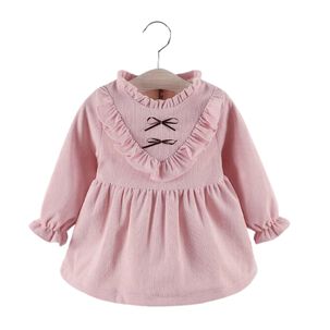 Vestido Con Lazo Negro De Cotel&eacute; Forrado En Algod&oacute;n Color Rosa Ni&ntilde;a