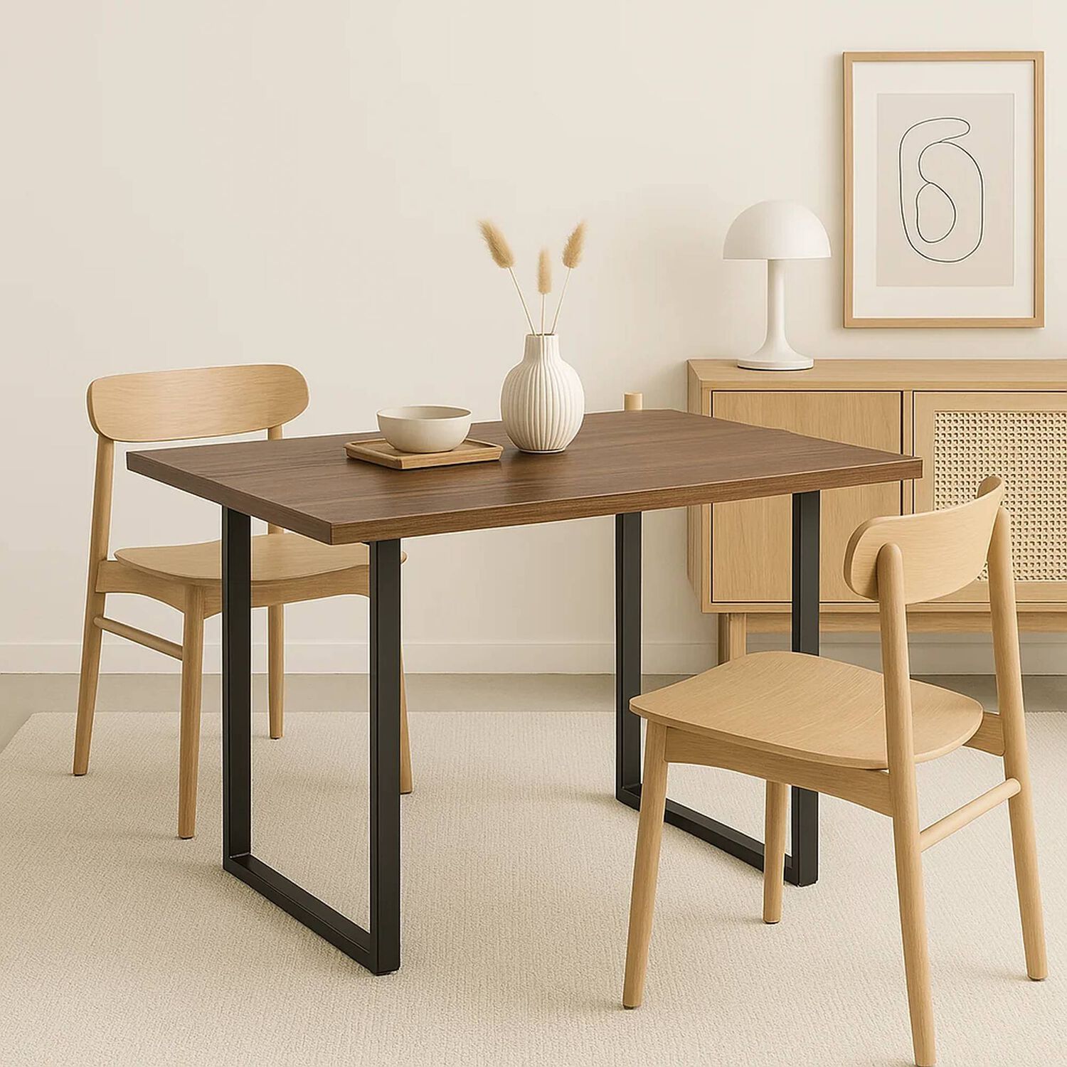 Mesa De Comedor Estilo Industrial 140x90 - Madera Oscura Walnut image number 2.0