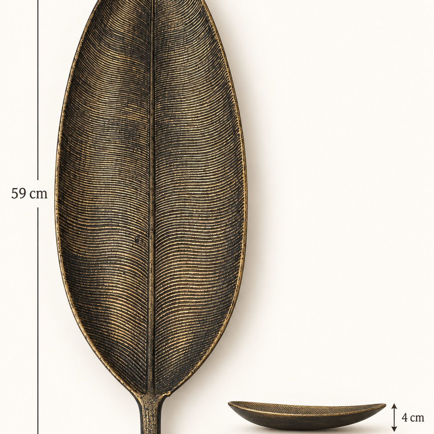 Bandeja Decorativa Forma De Hoja Estilo Moderno Organico 59 Cm Color Negro Dorado image number 7.0