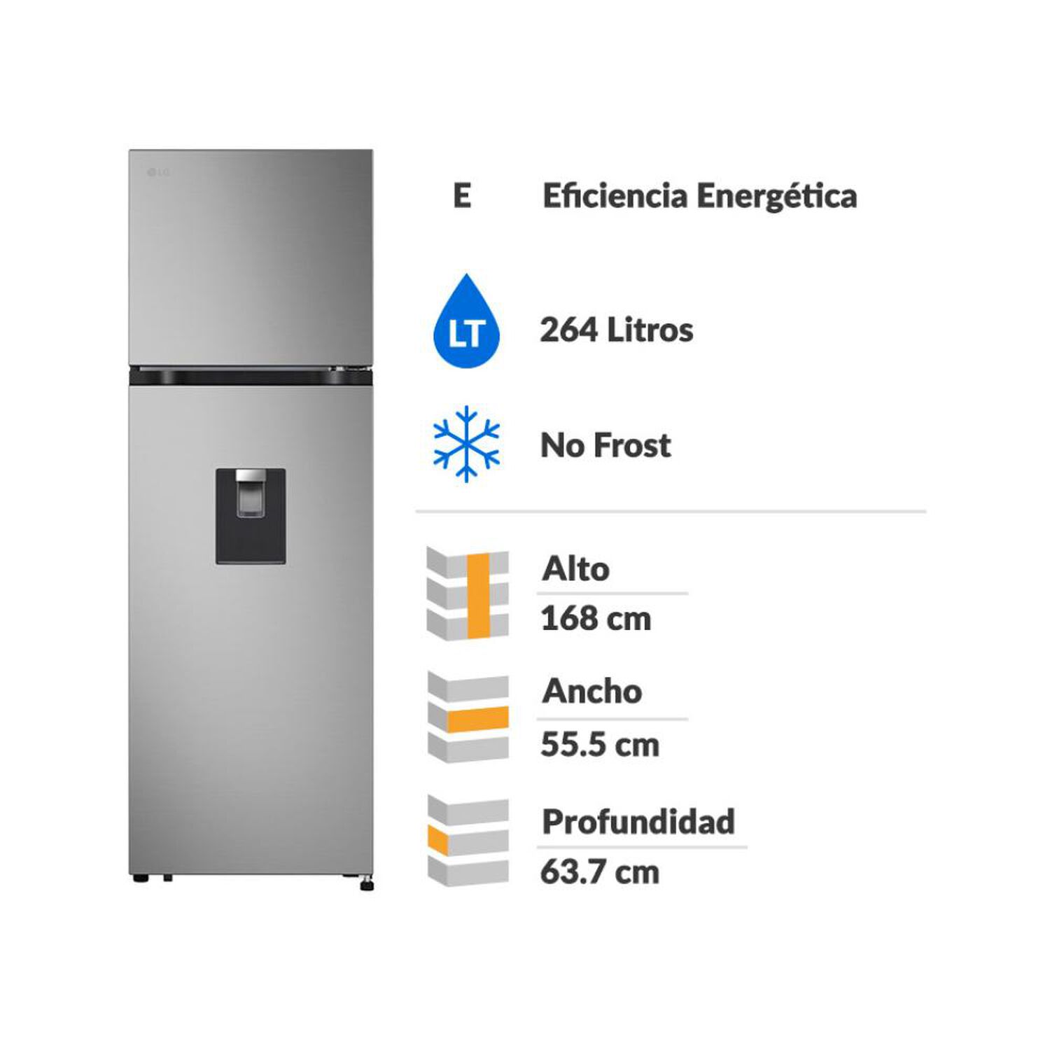 Refrigerador Top Freezer LG VT27KPY.APYPECL / No Frost / 264 Litros / E image number 1.0