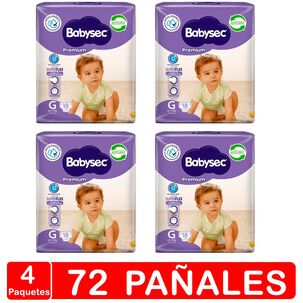 Babysec Premium - Pack X 4 Paquetes - Talla G 72 Pañales