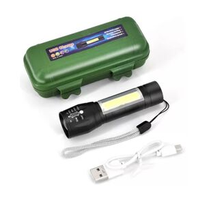 Mini Linterna Led De Mano Recargable Usb Gancho 525 Con Zoom