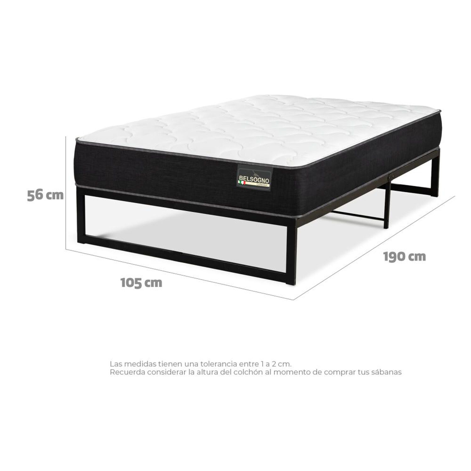 Cama Iron Smart Belsogno Plus / 1.5 Plazas / Base Normal image number 3.0