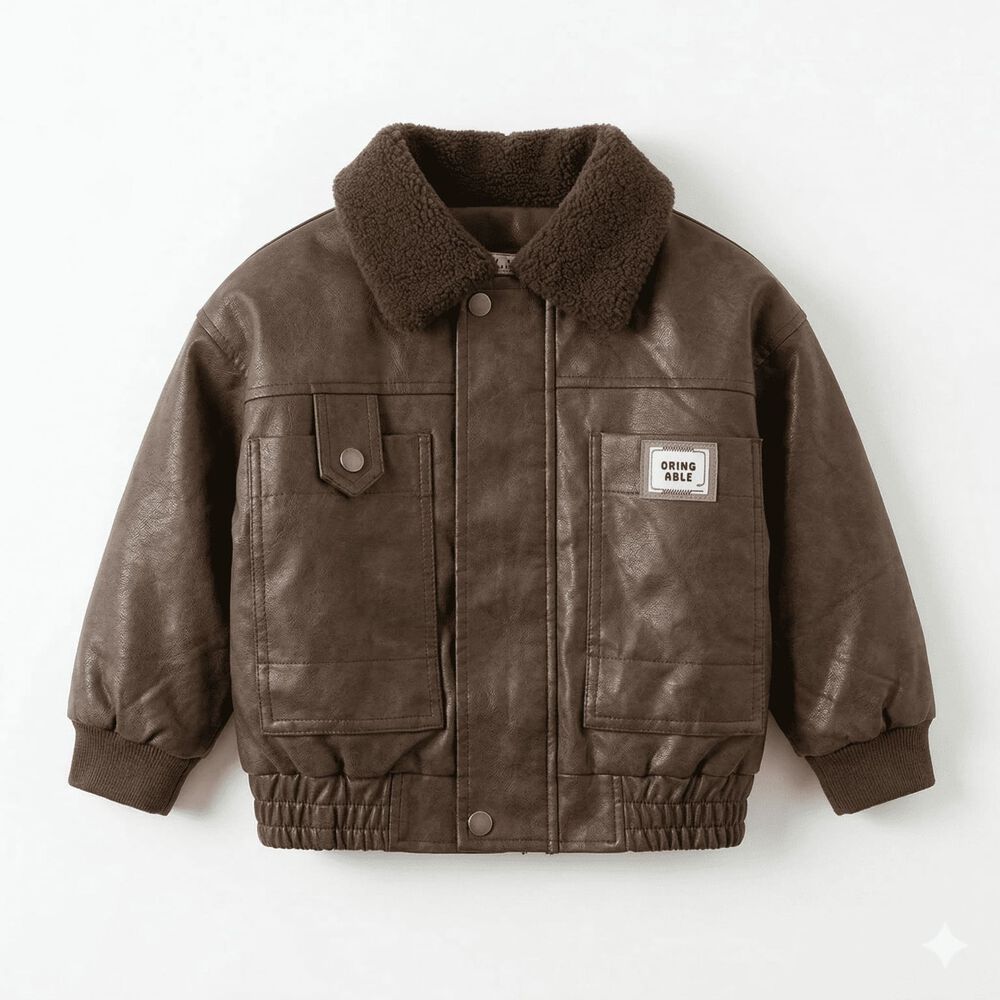 Chaqueta Aviador Ni&ntilde;o Cuero Sint&eacute;tico Forrada Invierno image number 0.0