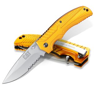 Cuchillo Navaja Plegable Cat 980006 Punta Curva/dentada