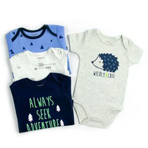 Pack 4 Bodys Niño Manga Corta Tedmimak 100% Algodón Puercoespín Azul