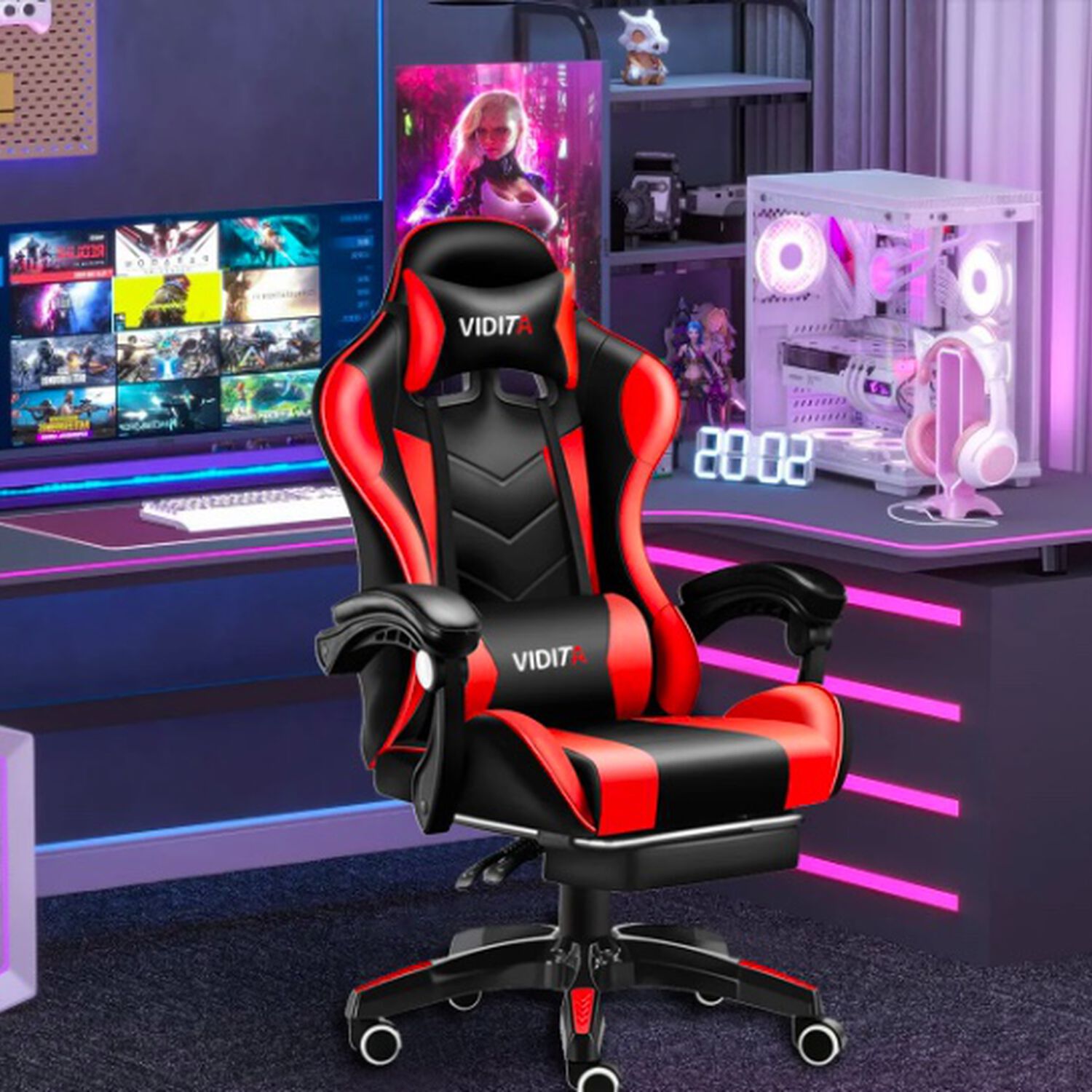 Silla Gamer Ergon&oacute;mica Rojo image number 2.0