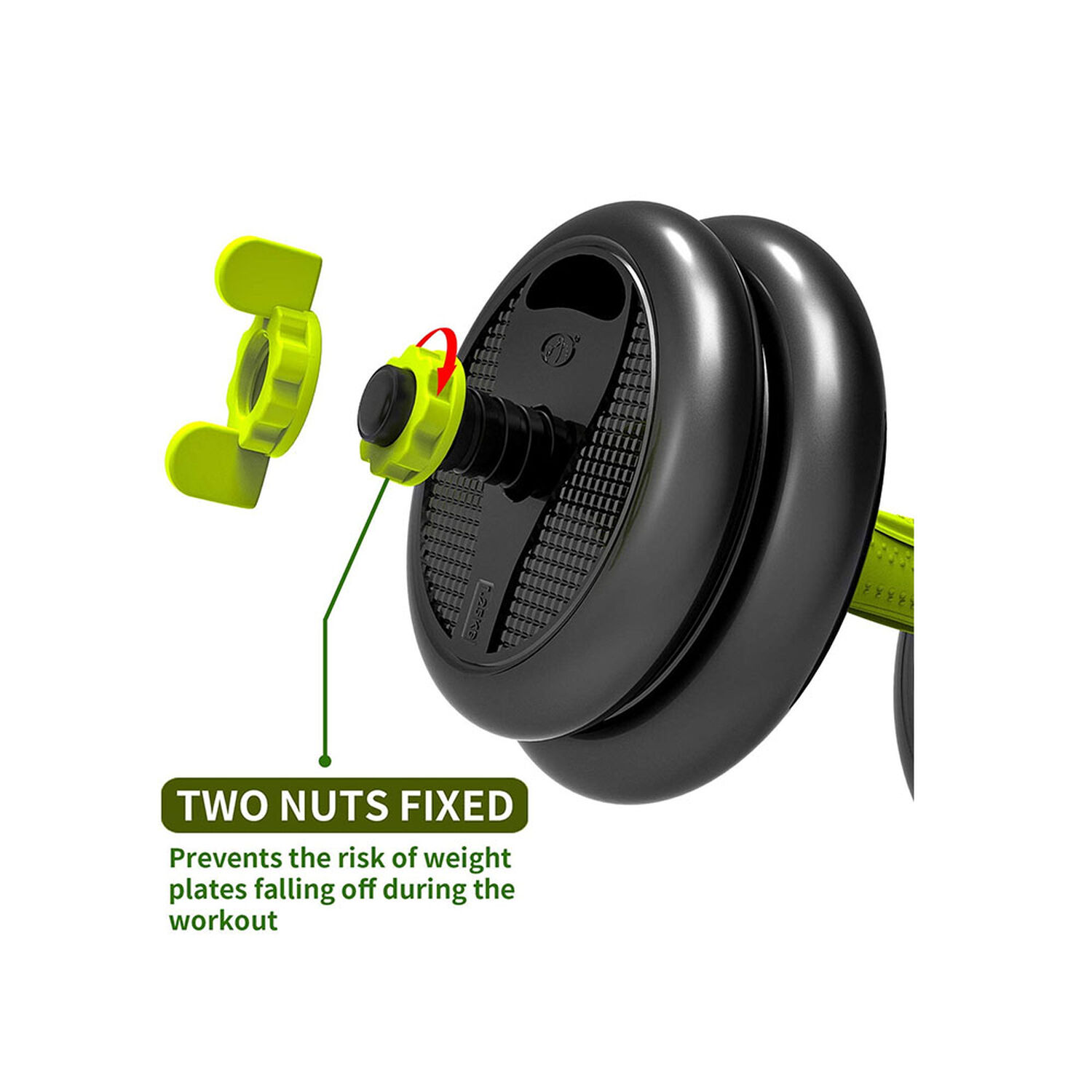Juego De Mancuernas De 40 Kg Con Barra Union Light Green image number 3.0