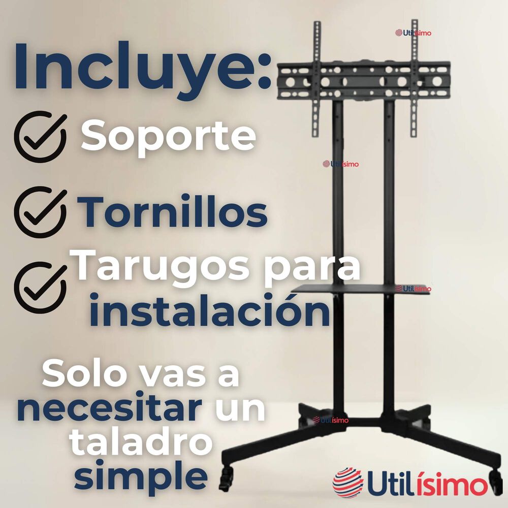 Soporte Tv Grande M&oacute;vil Con Ruedas 32 A 75 Pulgadas 32 40 43 50 55 60 65 75 image number 6.0