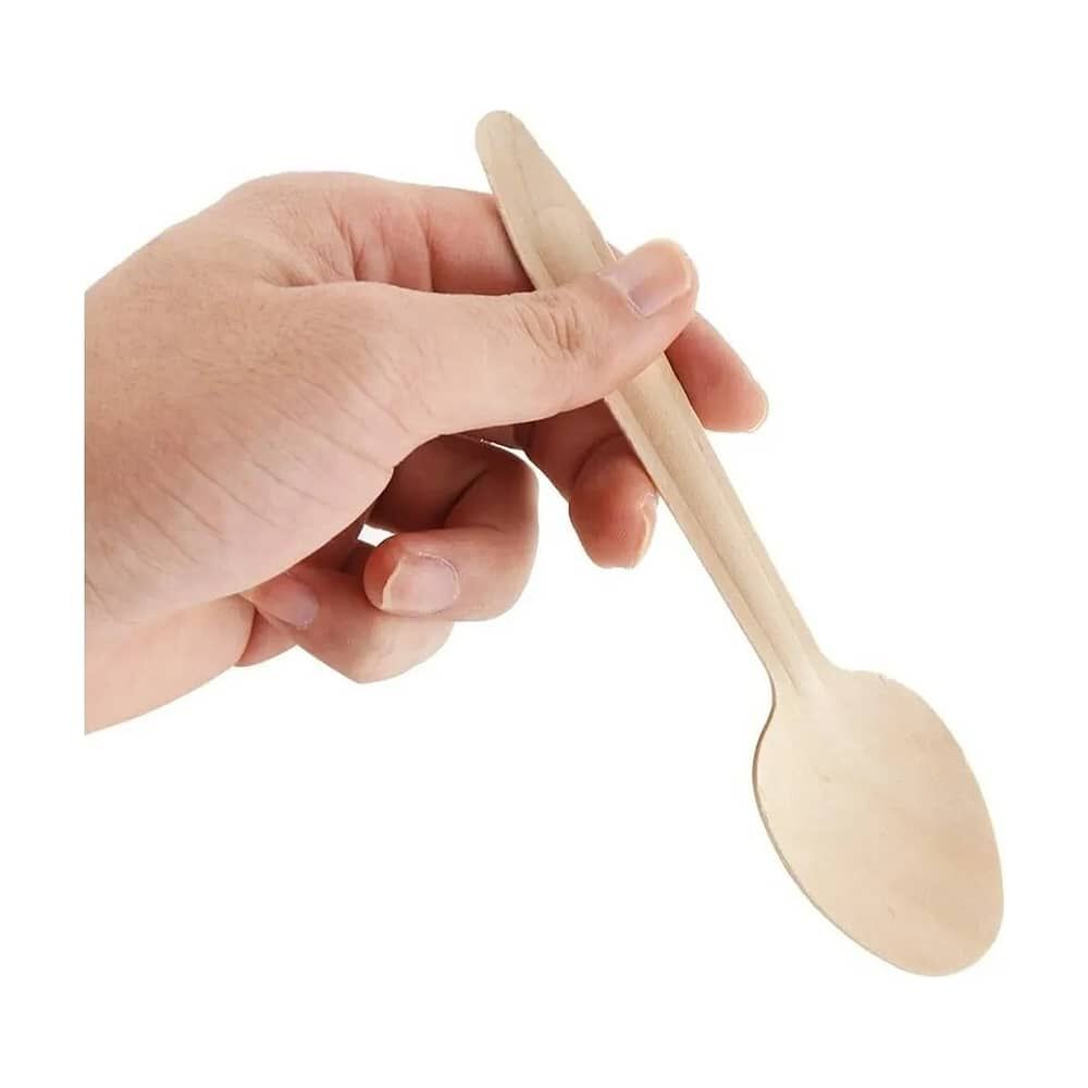 100 Cucharas Cubiertos De Madera Desechables Ecol&oacute;gico image number 1.0