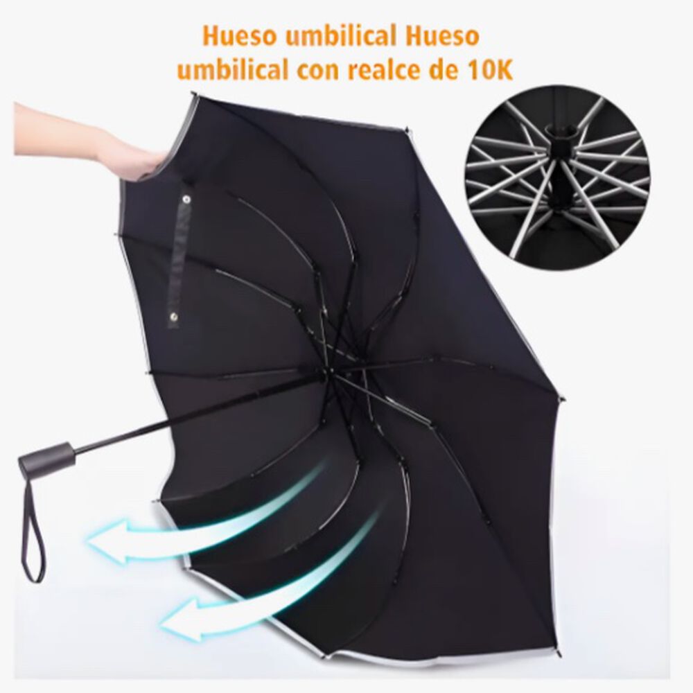 Paraguas Plegable Autom&aacute;tico Inverso Sombrilla Anti Uv Led Negr0 image number 2.0