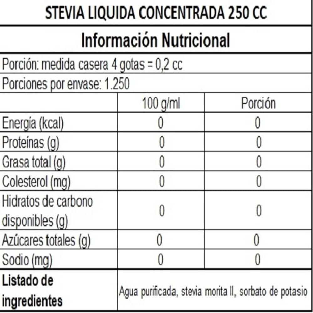 Stevia L&iacute;quida Full Concentrada - 250 Ml. image number 1.0