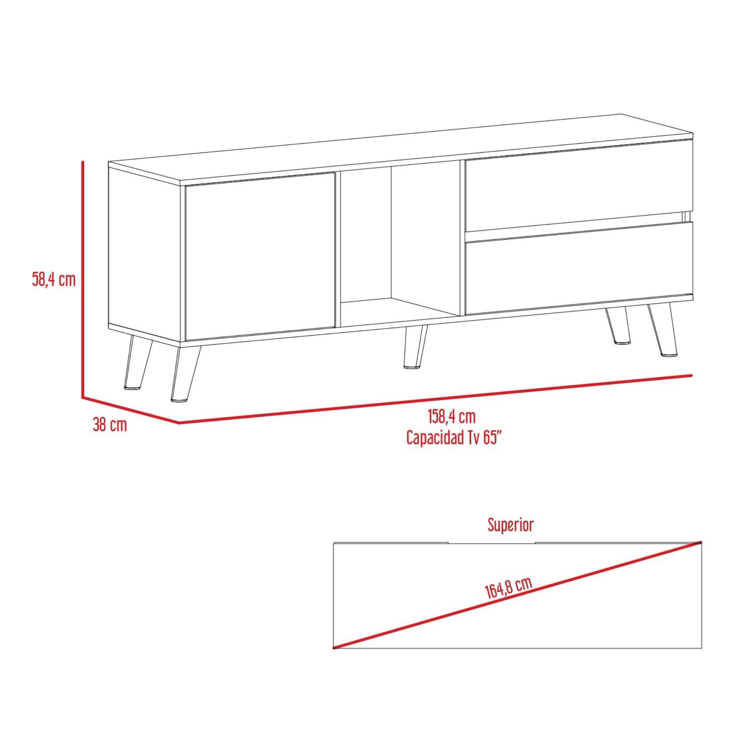 Mesa Para Tv 65" 58,4x158,4x38 Cm Caf&eacute; Claro Y Gris image number 8.0