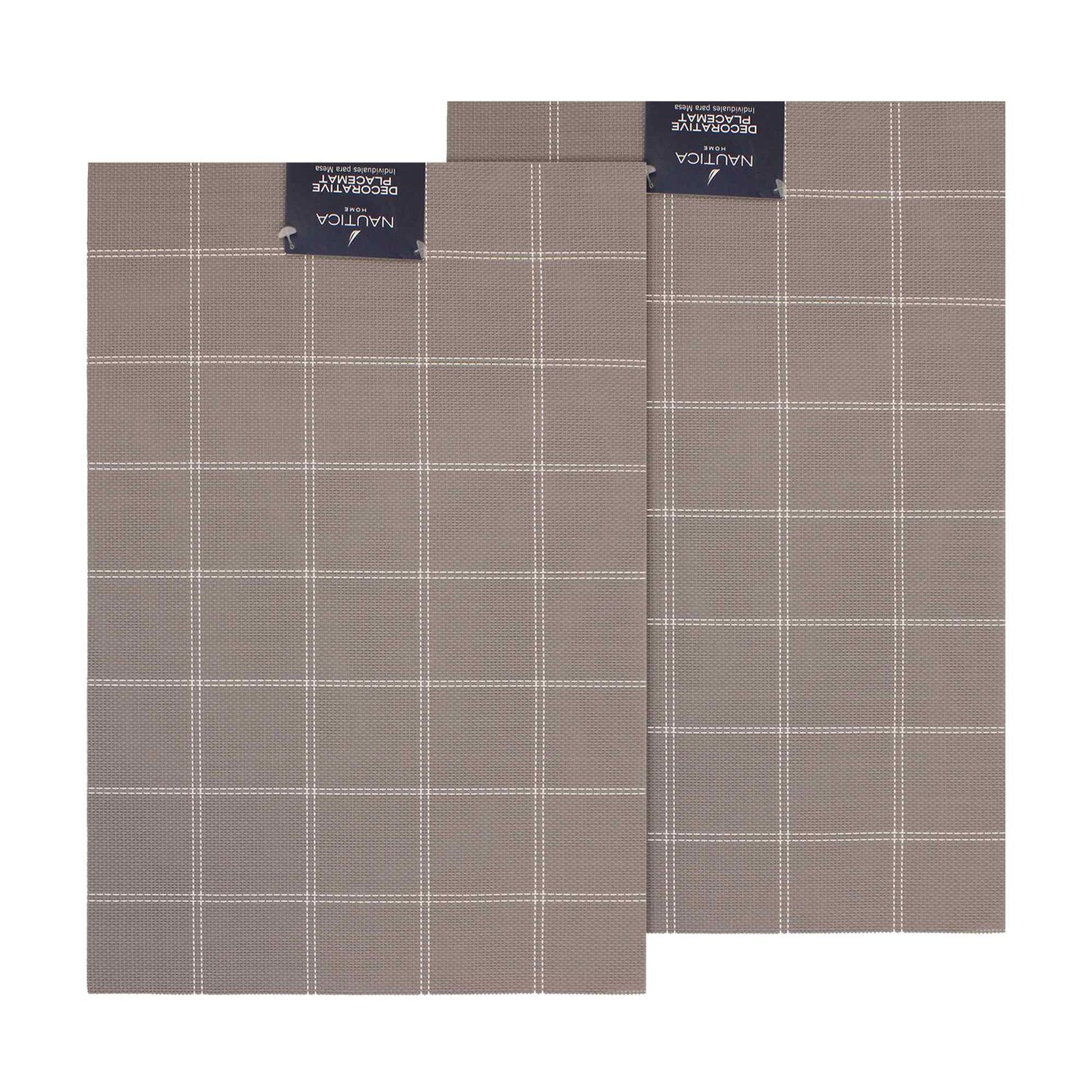 Pack 2 Individuales De Mesa Nautica Home 45x30cm Caf&eacute; A Cuadros image number 3.0