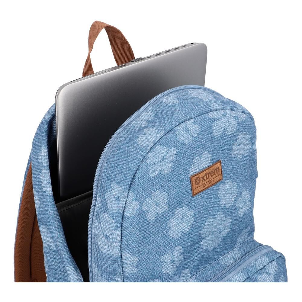 Mochila Notebook Xtrem Pop 6xt Denim Flores Azul 15" image number 7.0