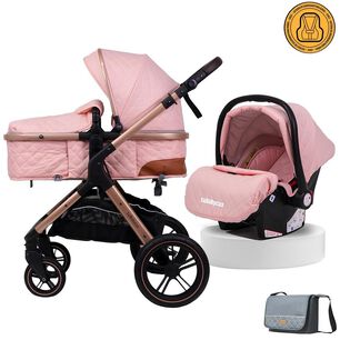 Coche Cuna Travel System Y Bolso Maternal X1 Rosa Lubabycas