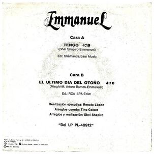 Emmanuel - Tengo | 7" Single Vinilo Usado
