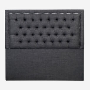 Respaldo De Cama Capiton&eacute; Frame Tachas Lino Grafito King