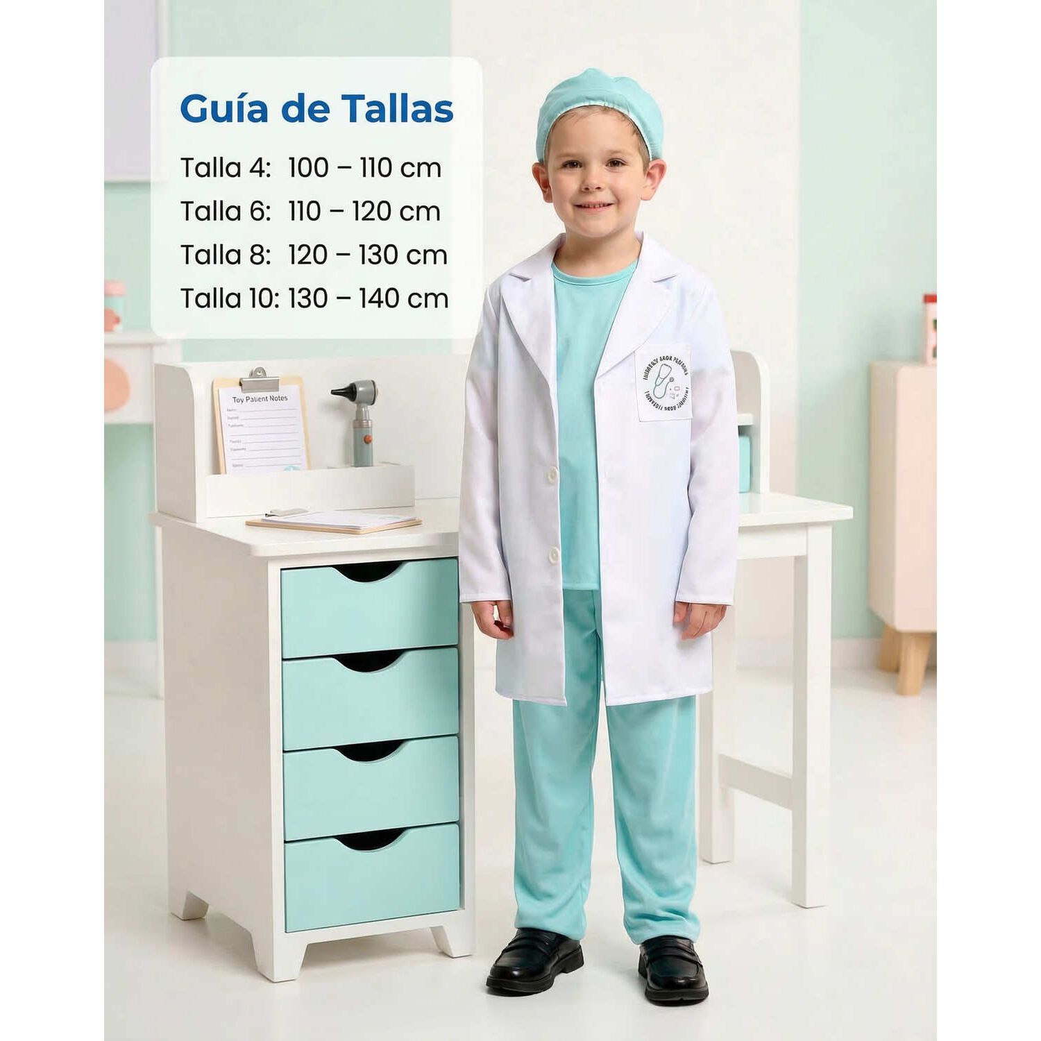 Disfraz Trajes De Doctor Cirujano Doctora Ni&ntilde;o Y Ni&ntilde;a Cosplay image number 13.0