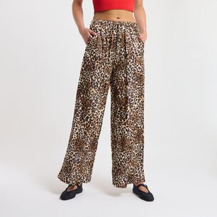 Pantal&oacute;n Animal Print Tiro Medio Relax Mujer Rolly Go