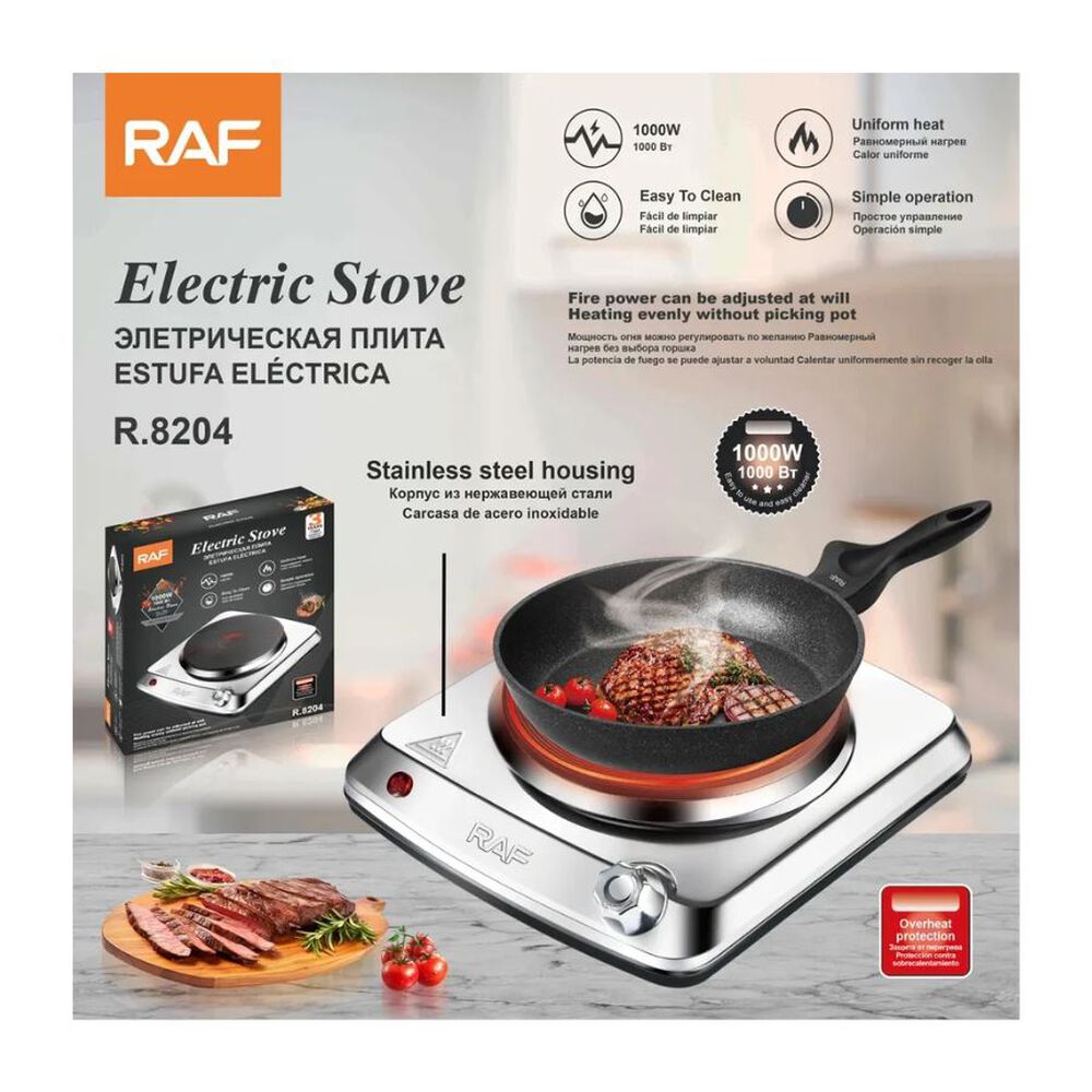 Encimera Estufa El&eacute;ctrica Acero Inoxidable 1 Plato 1000w image number 1.0