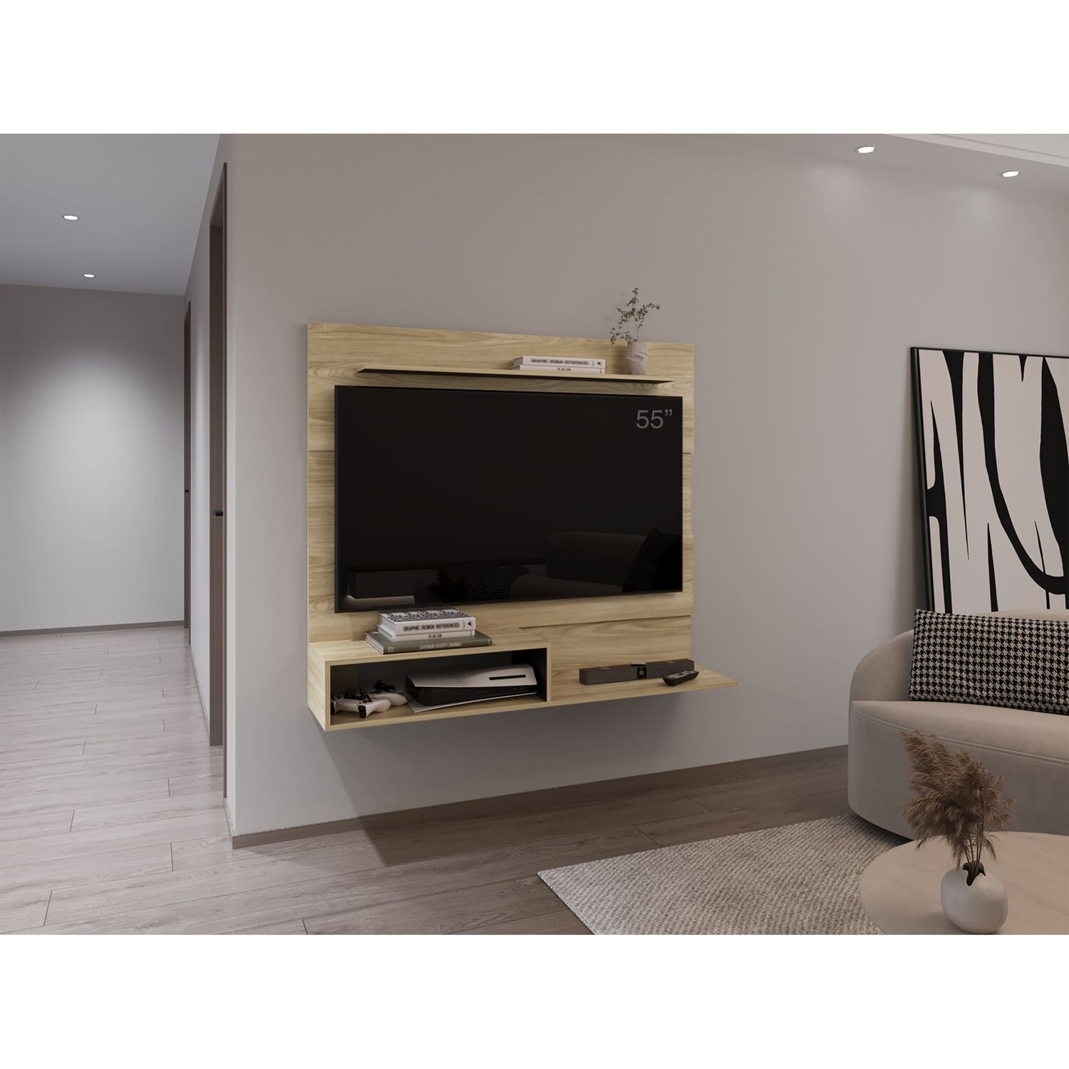 Panel Tv 55" 120x150x31,5 Cm Fm-001o Caf&eacute; Claro Y Negro image number 2.0