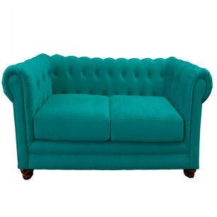 Sofa Florencia 3 Cuerpos Tela Velvet Turquesa