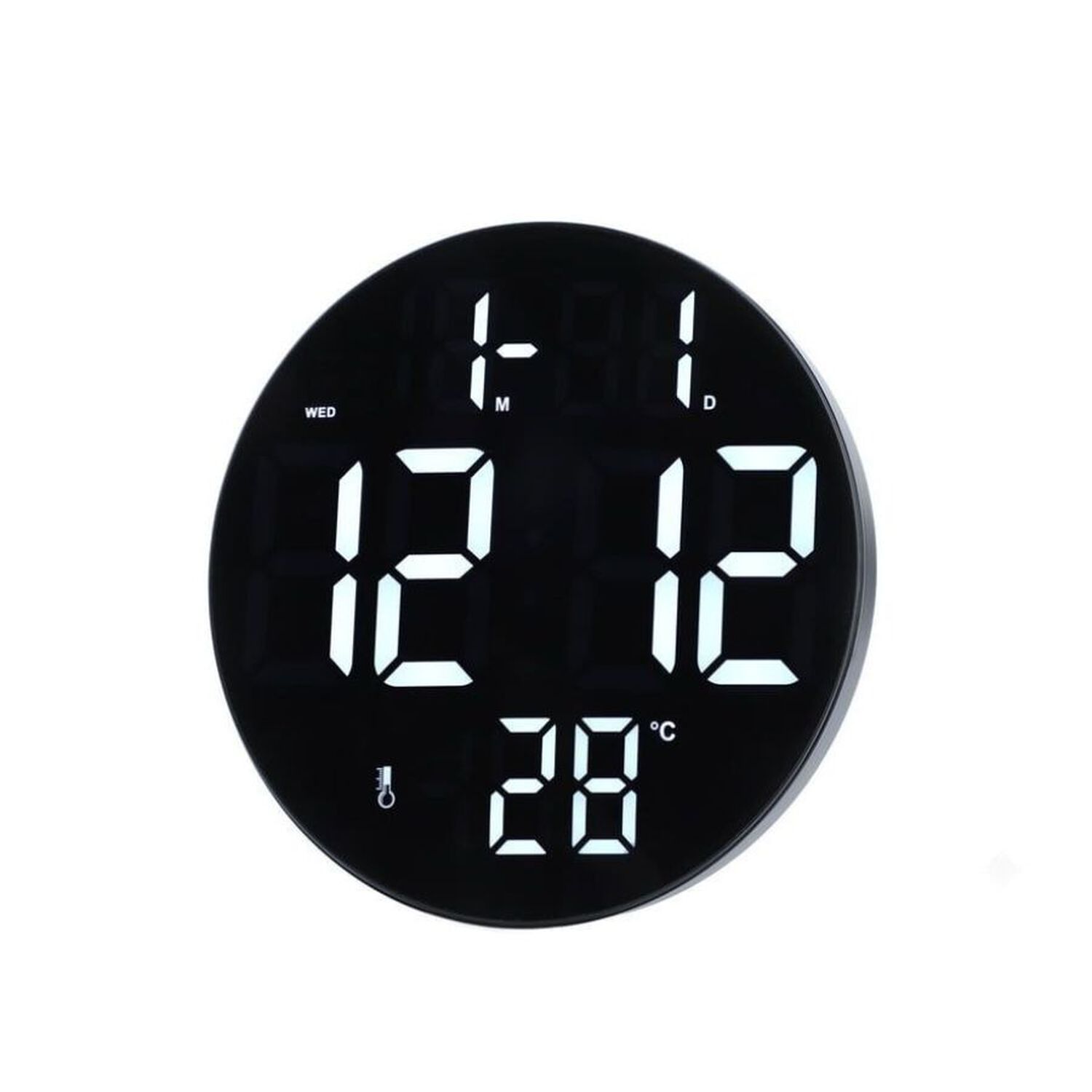 Reloj Digital Pared Redondo Led Con Alarma Y Temperatura image number 0.0