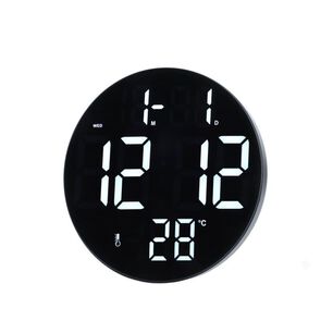 Reloj Digital Pared Redondo Led Con Alarma Y Temperatura